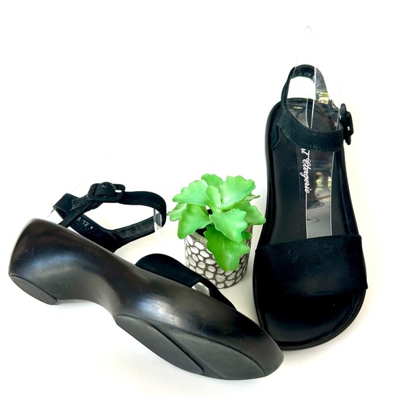 Robert Clergerie Black Leather Platform Sandals Ankle Strap Open Toe Clog Size 6 - Picture 10 of 10